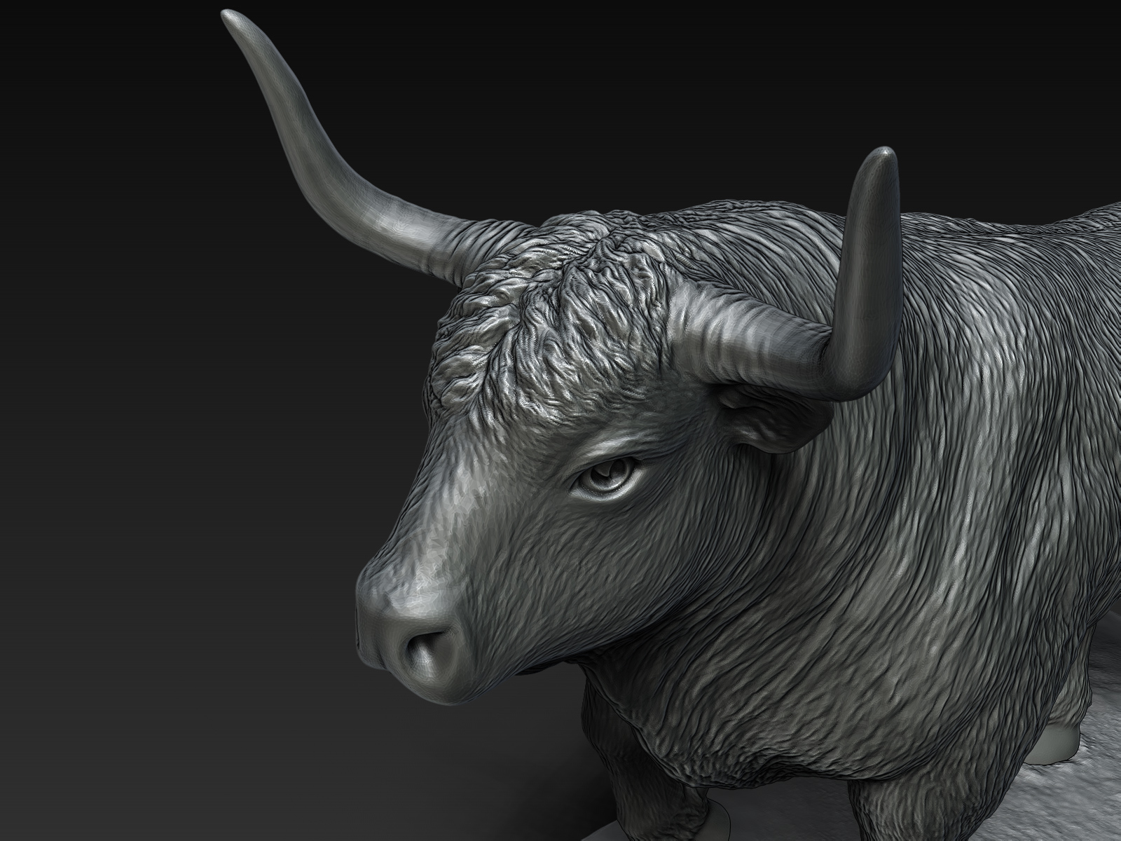 Digital sculpture of the Bull. Creation of sculpture for 3D printing and production.